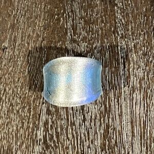 Glass Teal and Silver Ring